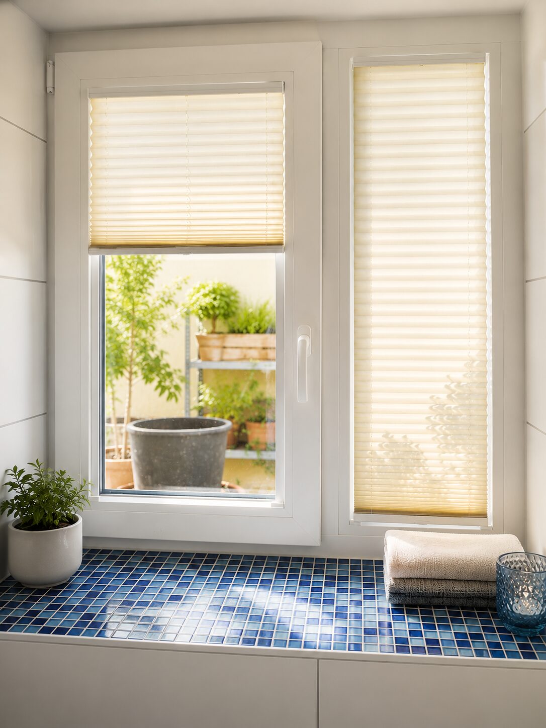 Plissee als innenliegender Sonnenschutz am Fenster – Lenz Wohntex Michelfeld